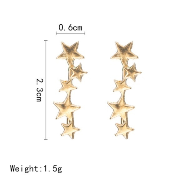 Boho Gold Stars Climber Crawler Stud Earrings - Picture 4 of 4